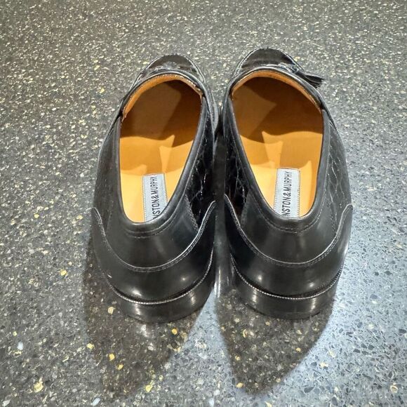 Johnston & Murphy Black Leather Croc Embossed Tassel Loafers. Size 9.5M. main image 9